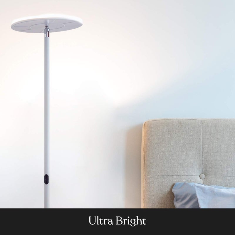 Brightech Sky Flux Dimmable LED Floor Lamp â€“ Super Bright Floor Lamp with 3 Light Modes for Living Room, Office â€“ Torchiere Standing Touch-Lamp, Tall Torch Lamp for Bedroom & Reading - White - Image 3